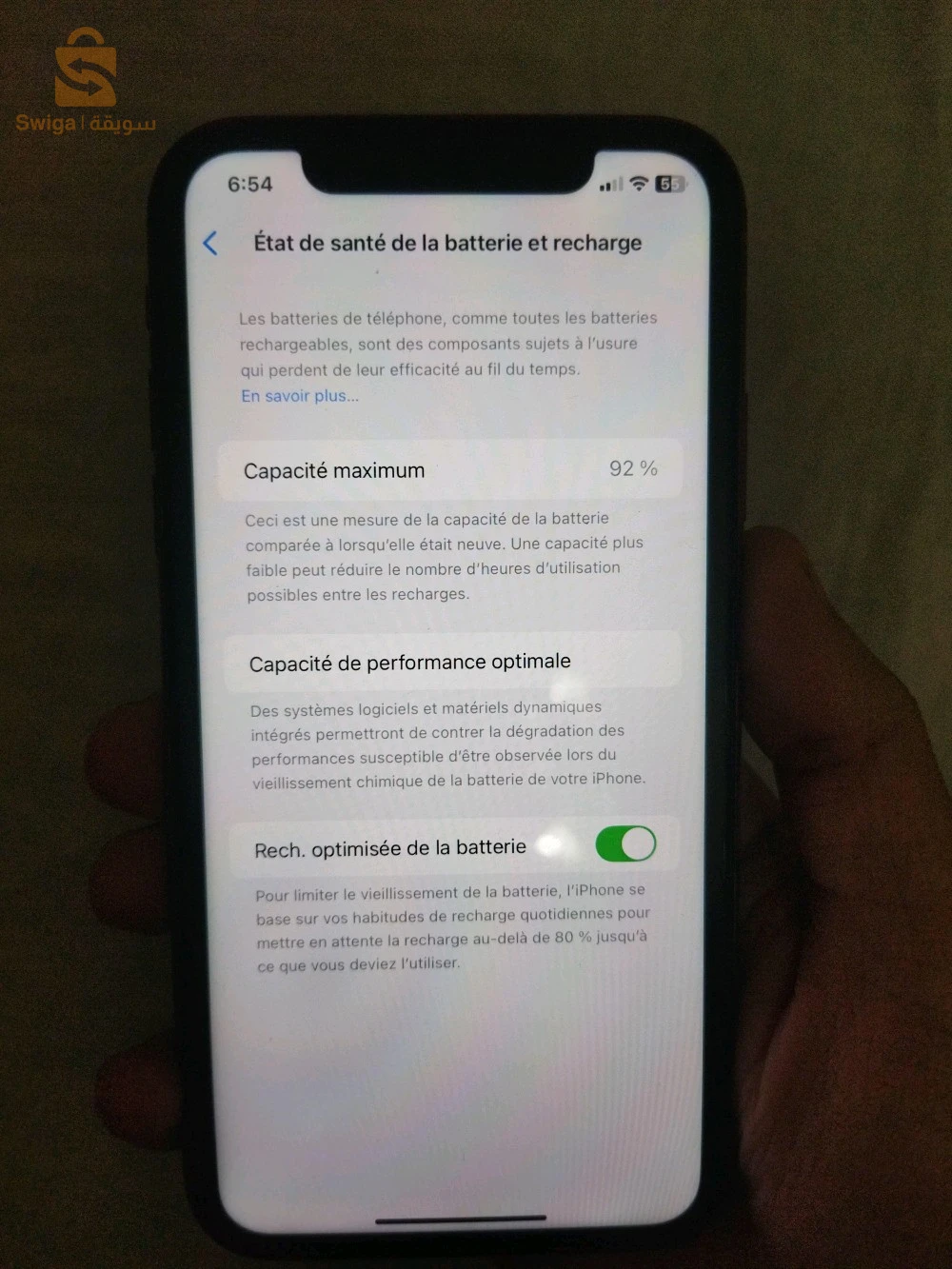 iphon 11 battey 92 original n9ay colar rouge
