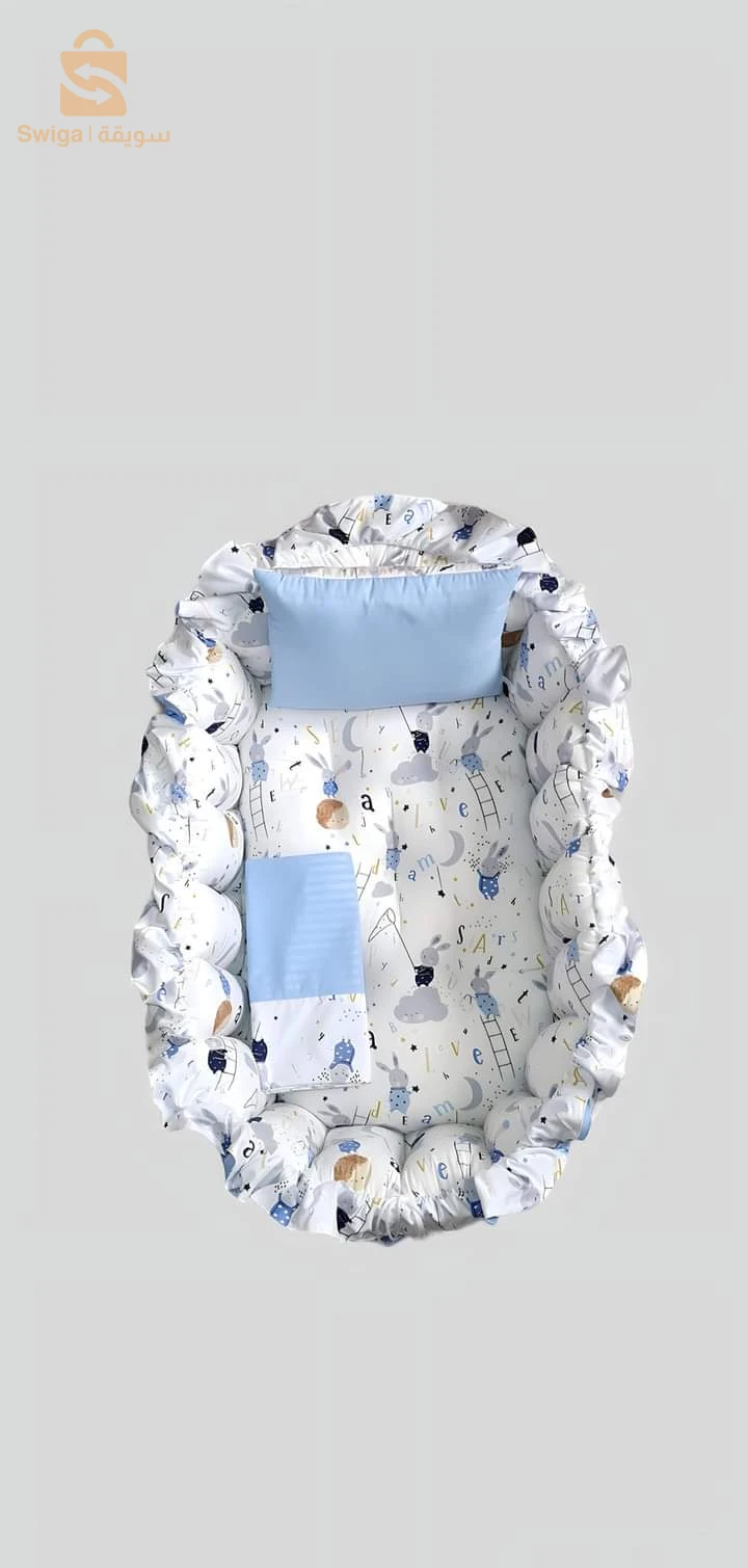 السرير المحمول بيضاوي الشكل الخاص بالأطفال 🤍💙 Oval baby nest portable bed 🤍

#bebe #trousseau #bebeboys #bleu