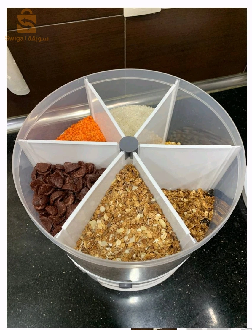 Distributeur de nourriture, récipient de stockage de céréales rotatif 360 degrés