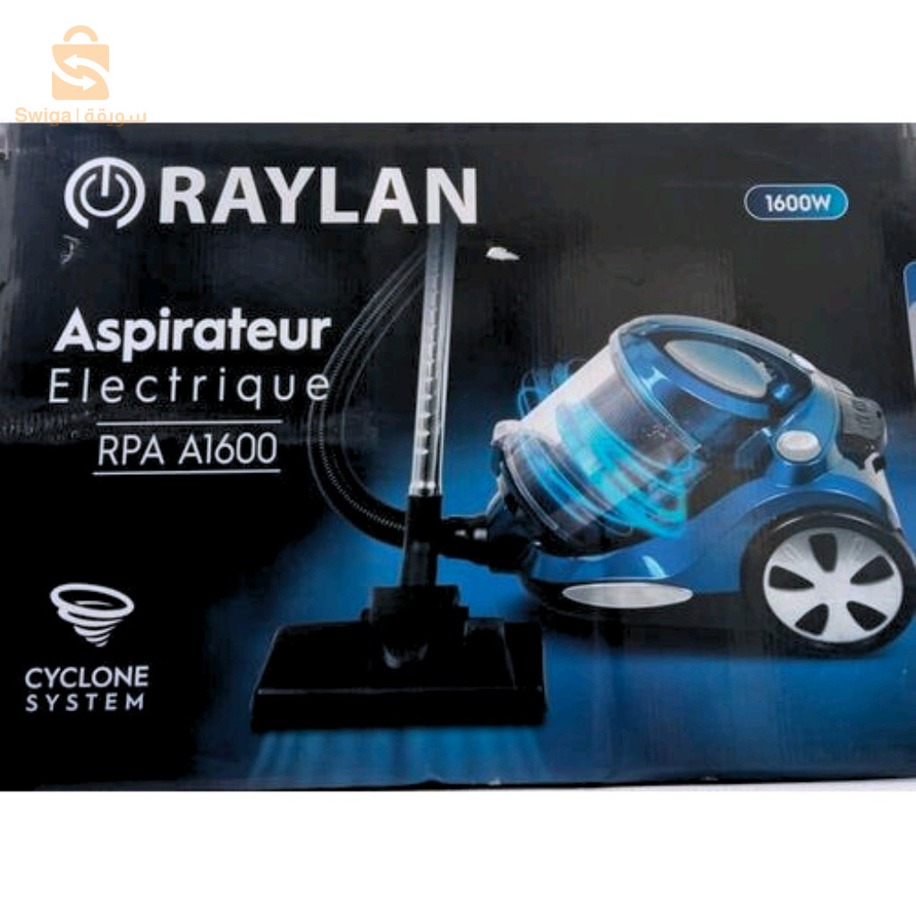 مكنسة كهربائية  ريلان 
Puissance 1600 watt
Alimentation : 220/240 V 50/60 Hz
Capacité de poussière : 4,0 L
Moteur en aluminium avec contrôle de vitesse
Fusible du thermostat
Fiche VDE de câble 5m
Tube télescopique en métal 50/82 cmX1
Tuyau plastique noir X1 : 1,5 m
Brosse en plastique X1
Buse 2en 1X1
Buse de crevice X1
Buse de canapé X1