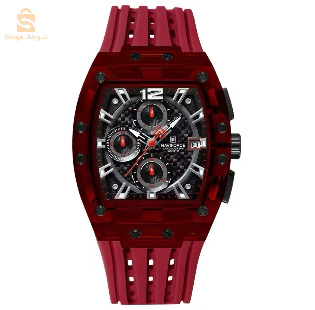 NAVIFORCE-Montre Tonneau Transparente pourHomme, Montres à Quartz, Etanche, dehors de Luxe, Out Door, Nouveau Design, 2024