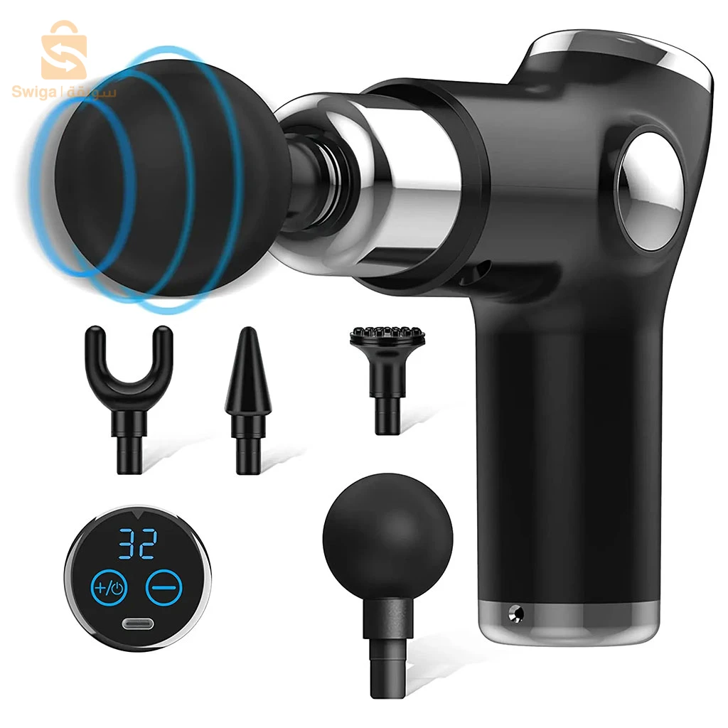 جهاز تدليك العضلات جهاز تدليك عضلات الجسم 32 مستوى قوة قابل للتعديل 4 رؤوس