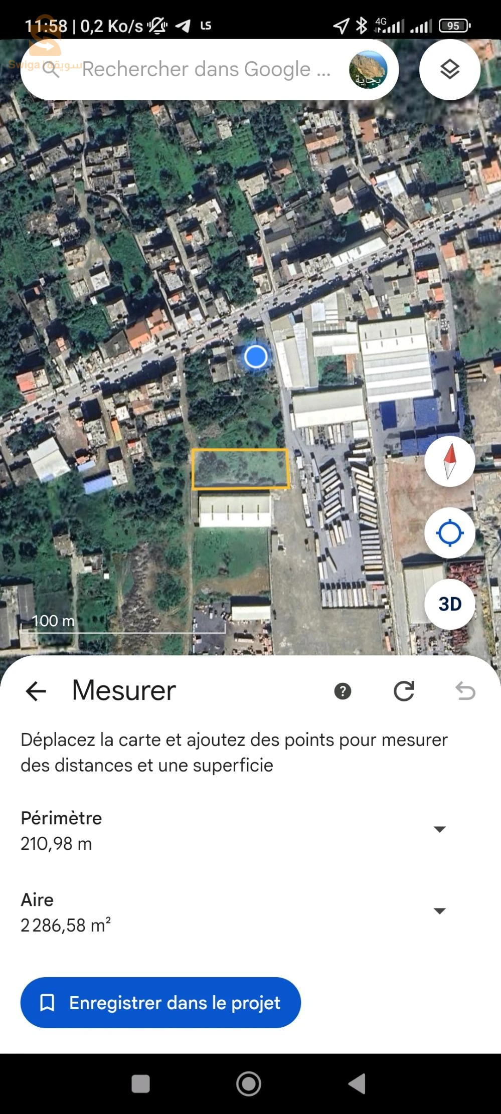 terrain avec charpente métallique