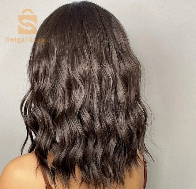 Perruque ondulée naturelle marron foncé noires résistante à la chaleur