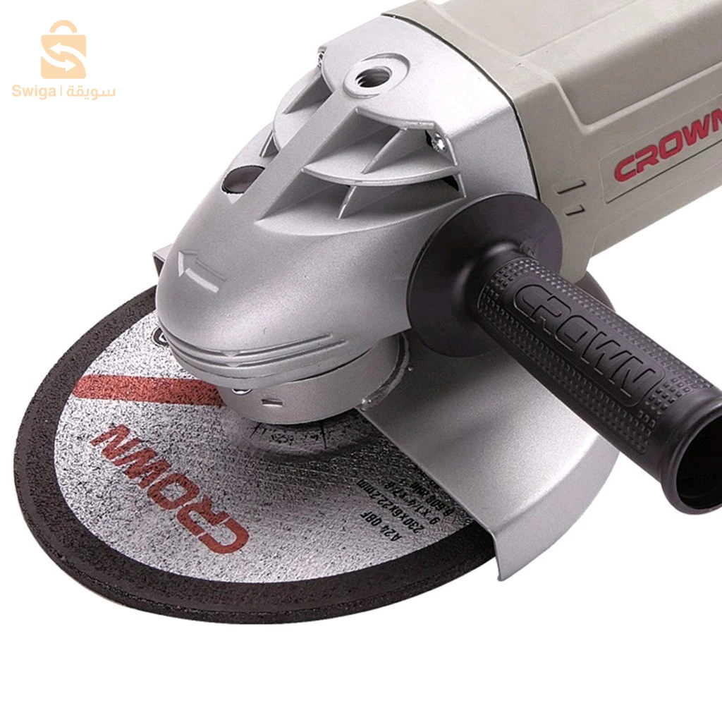 قطاعة حديدية الأصلية من كراون عالية الأداء مع مقبض جانبي 2 وضعيات و قفل لمزيد من التحكم و الأمان CROWN Meuleuse Angulaire 115mm 600W CT13003