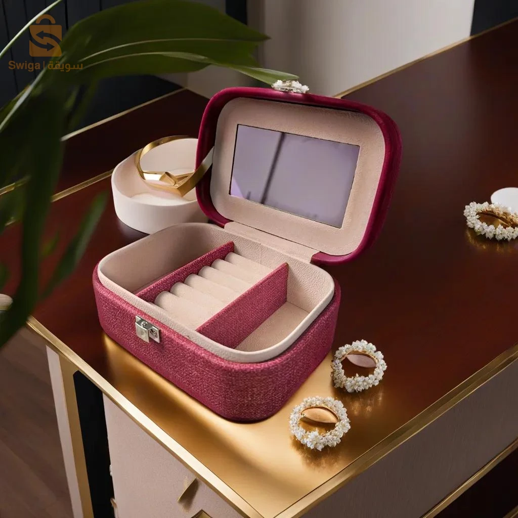 💎 Boîte de Rangement de Bijoux avec Miroir –  أناقة   شخصيتك الفريدة! 💎