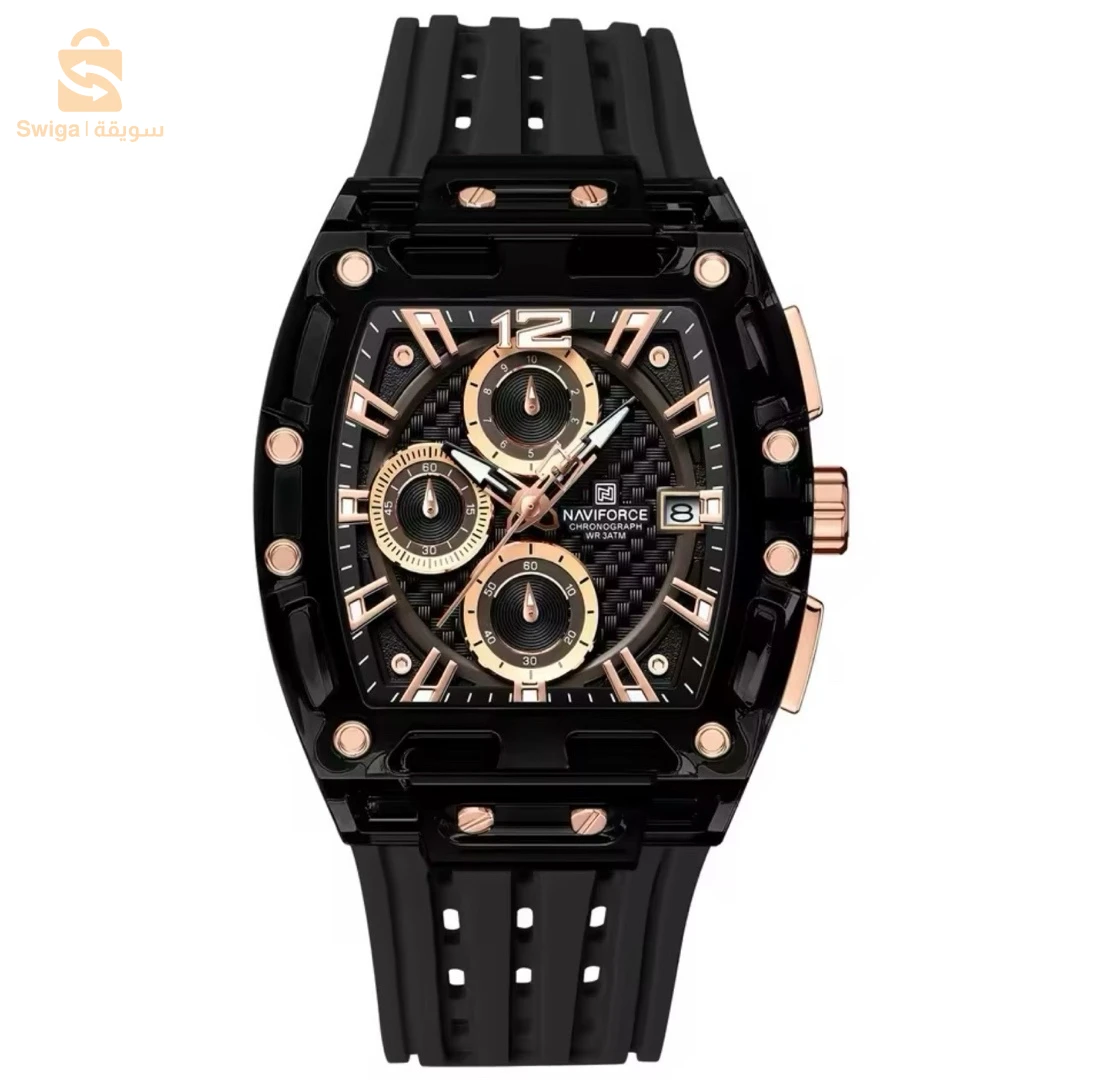 NAVIFORCE-Montre Tonneau Transparente pourHomme, Montres à Quartz, Etanche, dehors de Luxe, Out Door, Nouveau Design, 2024