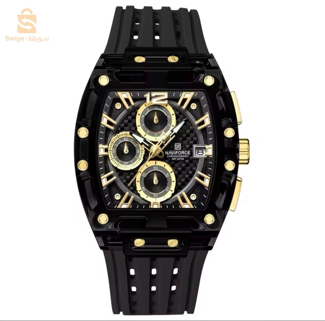 NAVIFORCE-Montre Tonneau Transparente pourHomme, Montres à Quartz, Etanche, dehors de Luxe, Out Door, Nouveau Design, 2024