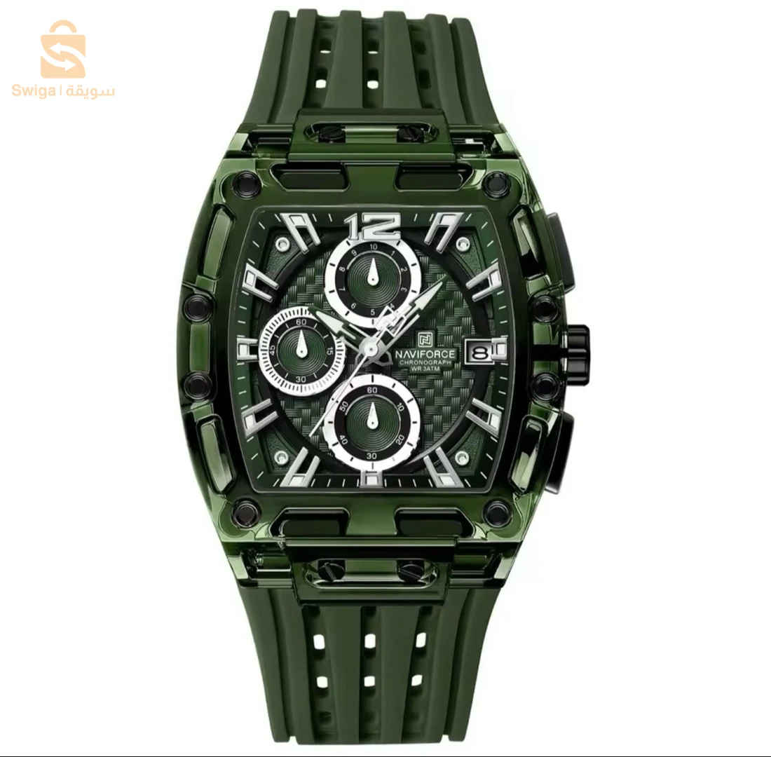 NAVIFORCE-Montre Tonneau Transparente pourHomme, Montres à Quartz, Etanche, dehors de Luxe, Out Door, Nouveau Design, 2024