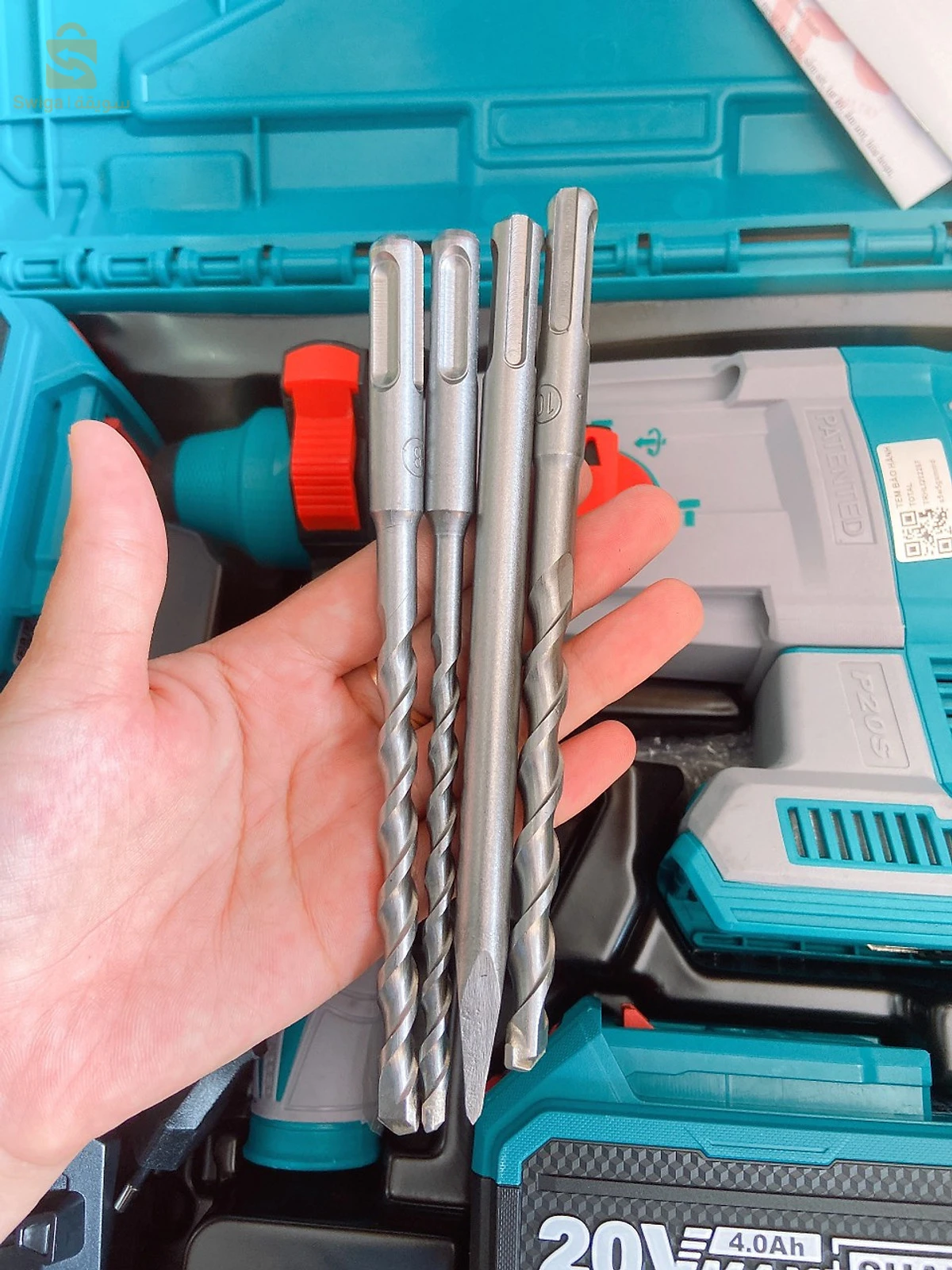TOTAL Marteau Rotatif Professionnel Sans Fil Avec 2 Batterie Rechargeable TRHLI202287