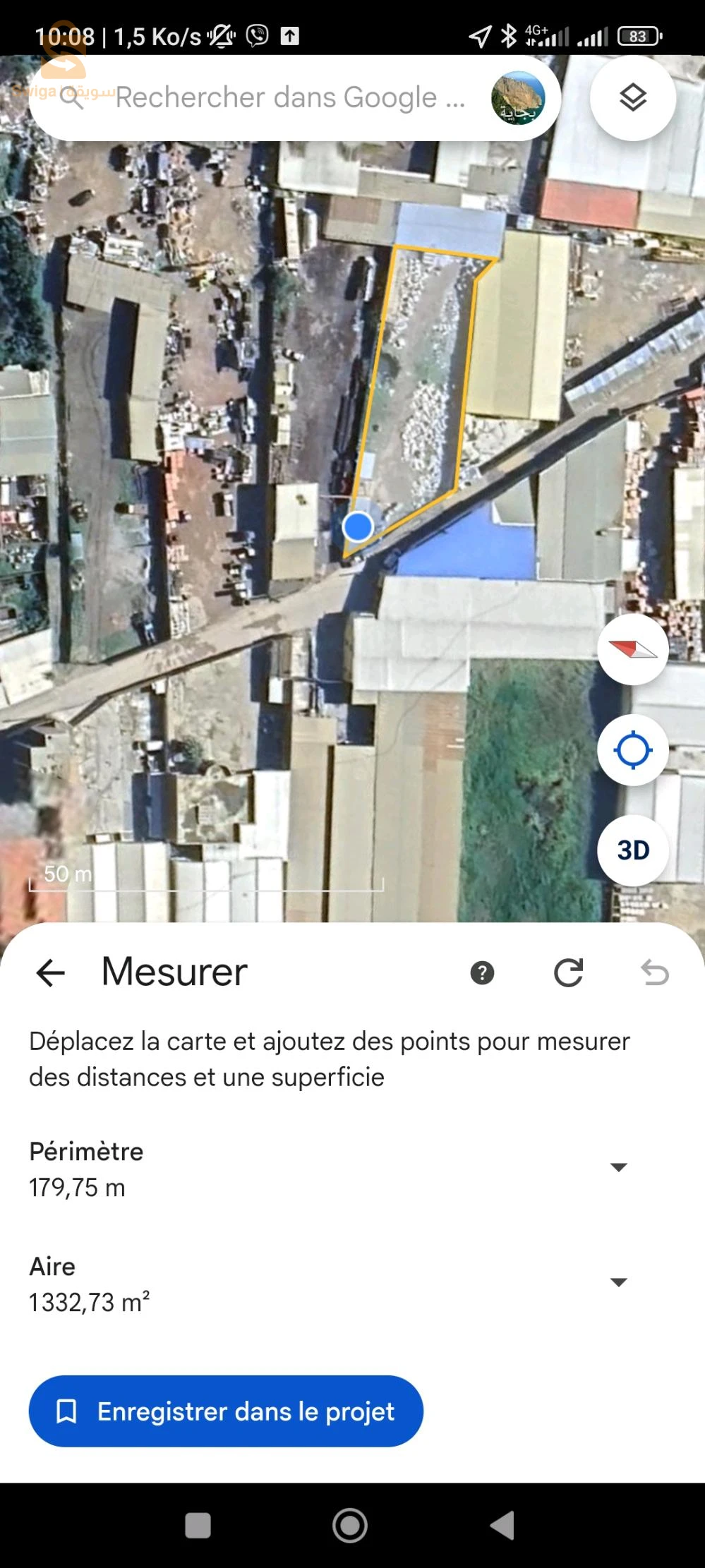 terrain avec charpente métallique