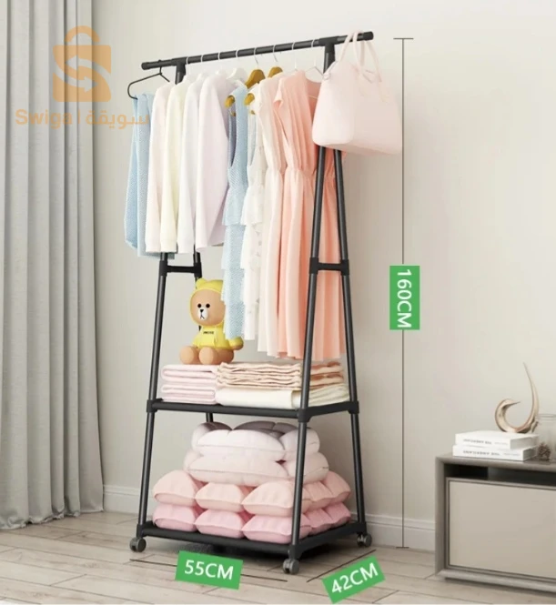 Porte-manteau en métal amovible avec roulettes, étagère de rangement multifonction