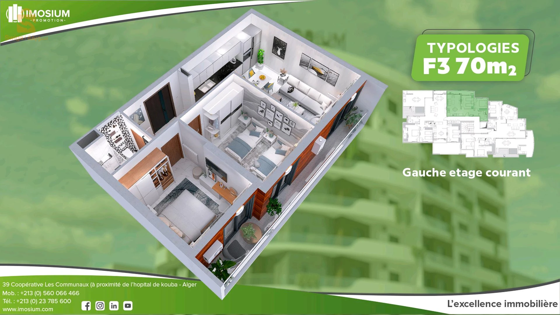 APPARTEMENT F3 69,90 m² dans la Résidence AZALÉE