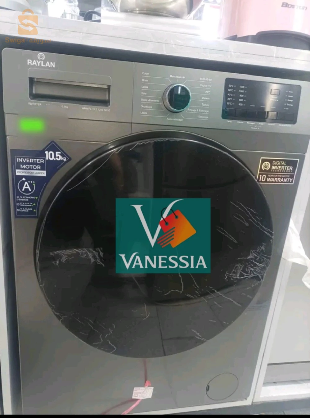 Machine à laver Automatique marque raylan gris 10.5kg