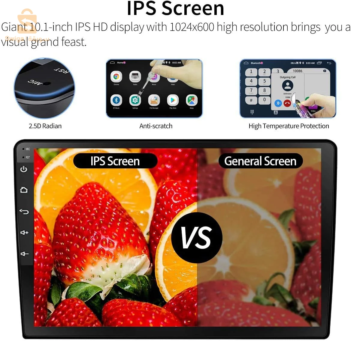 Autoradio Android tactile de voiture 9 “HD 4 + 64 Go Lecteur multimédia Carplay PerVoi-CTC-9802N