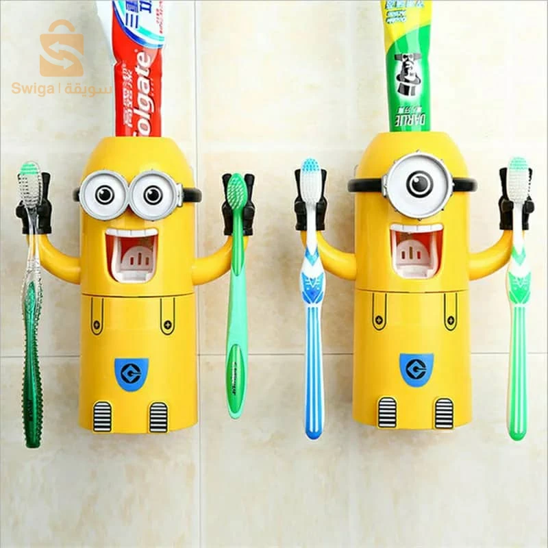 Minions Distributeur et porte brosse a dent 2 in1 presse-dentifrice automatique pour enfants