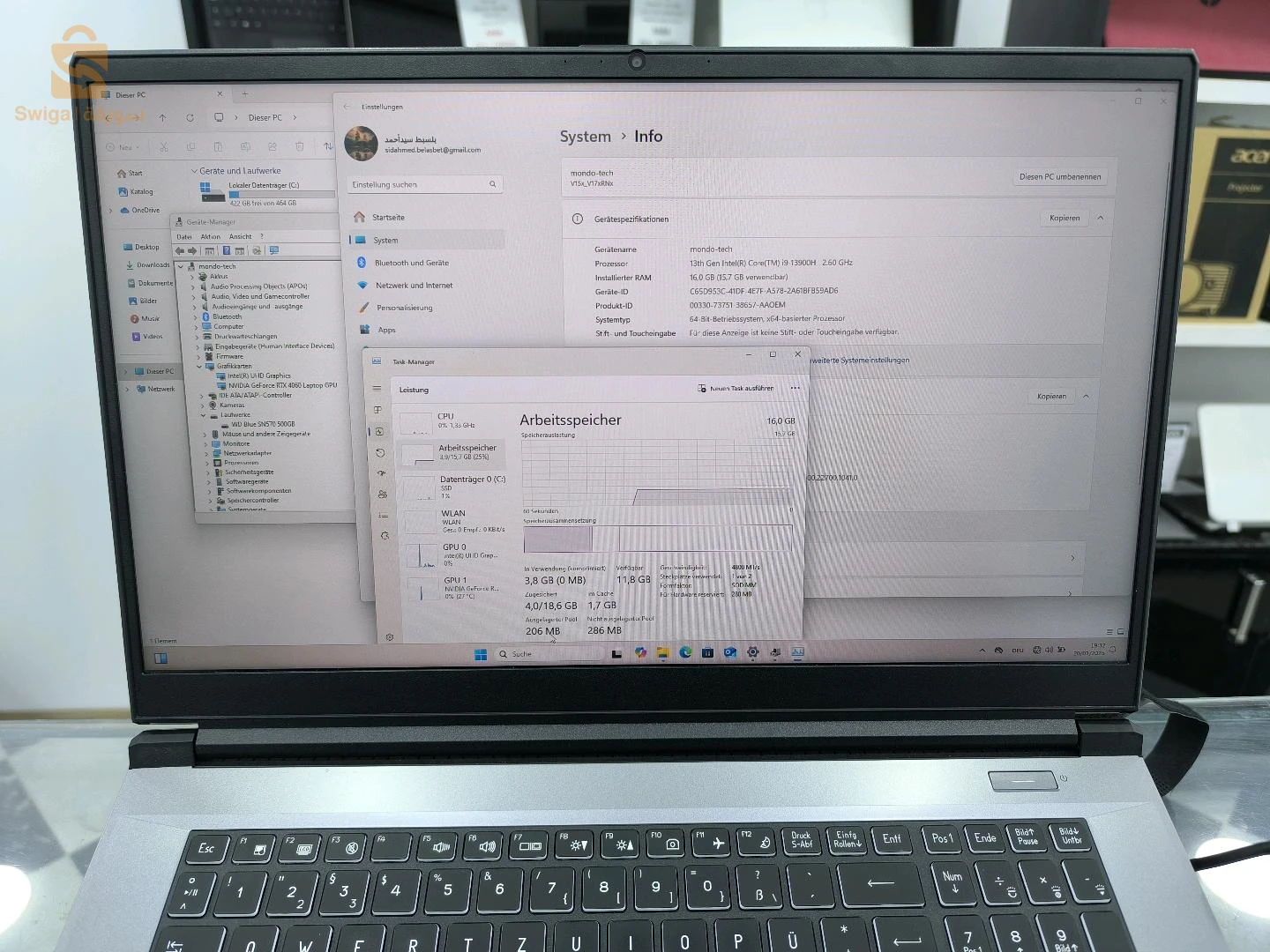 laptop gaming Allmend i9 13H RTX4060