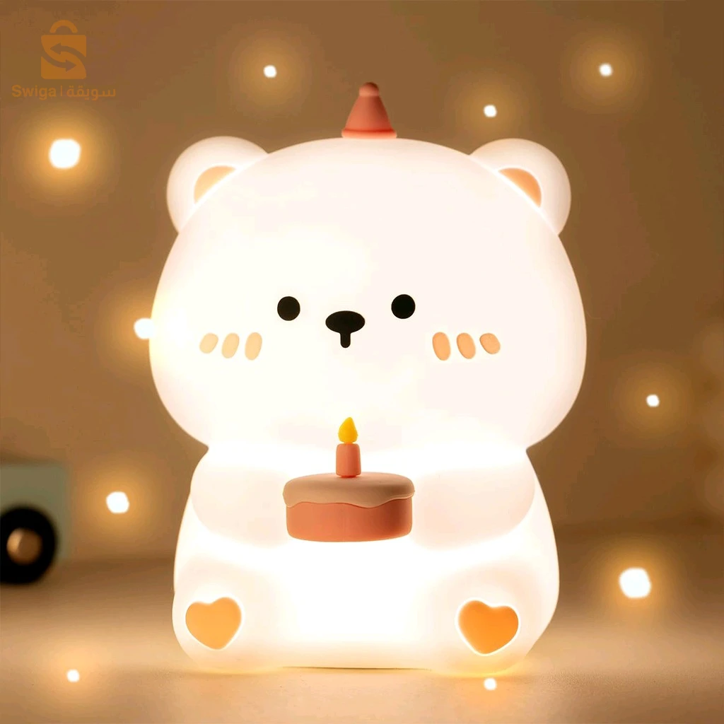 Veilleuse en Silicone Forme d’ours pour Chambre d’enfant Rechargeable
ضوء ليلي السيليكون لغرفة الأطفال القابلة لإعادة الشحن