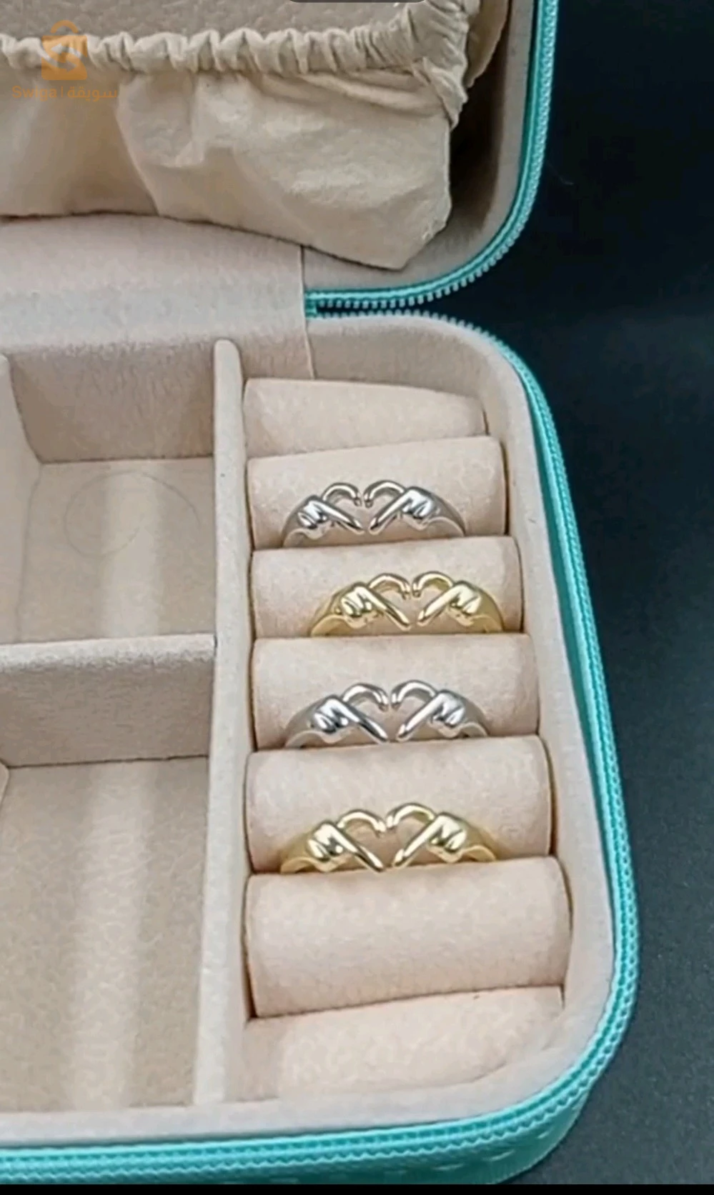 خاتم القلب المصنوع من الفضة الحرة