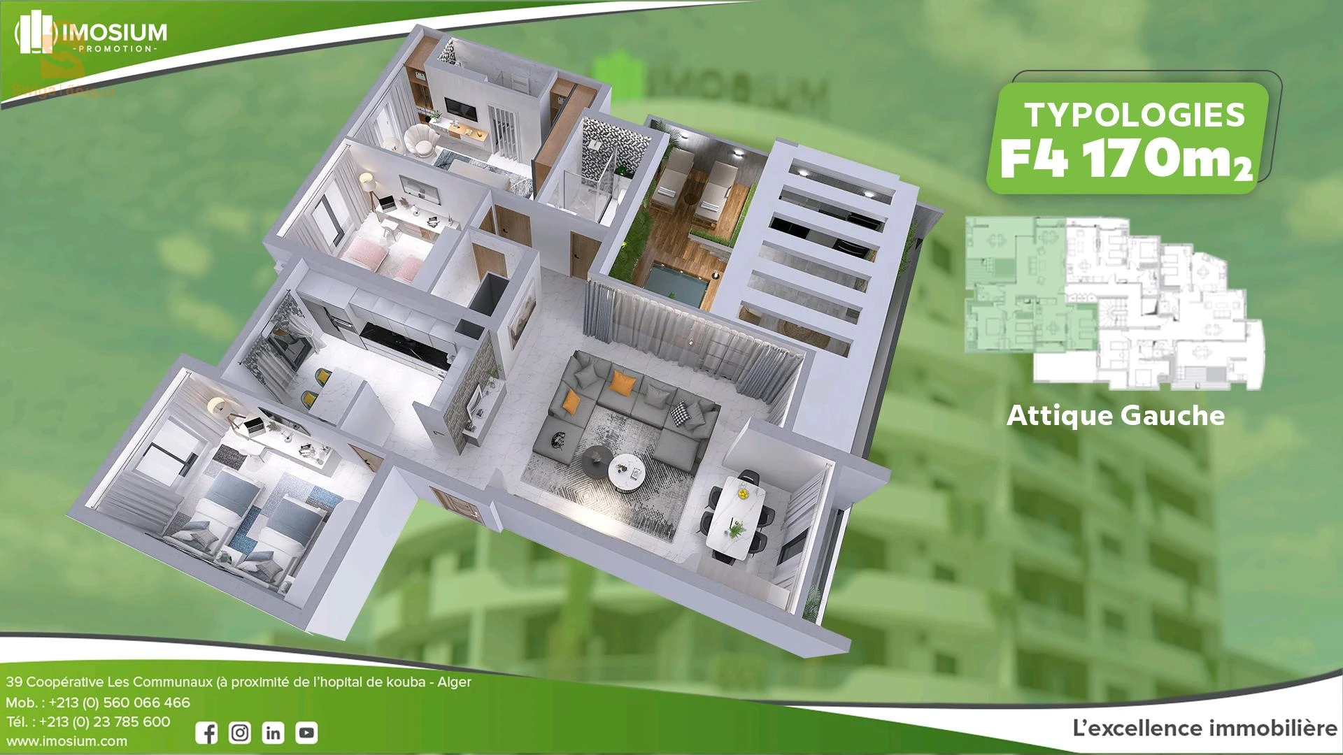 APPARTEMENT F4 126 m² à vendre dans la résidence azalée