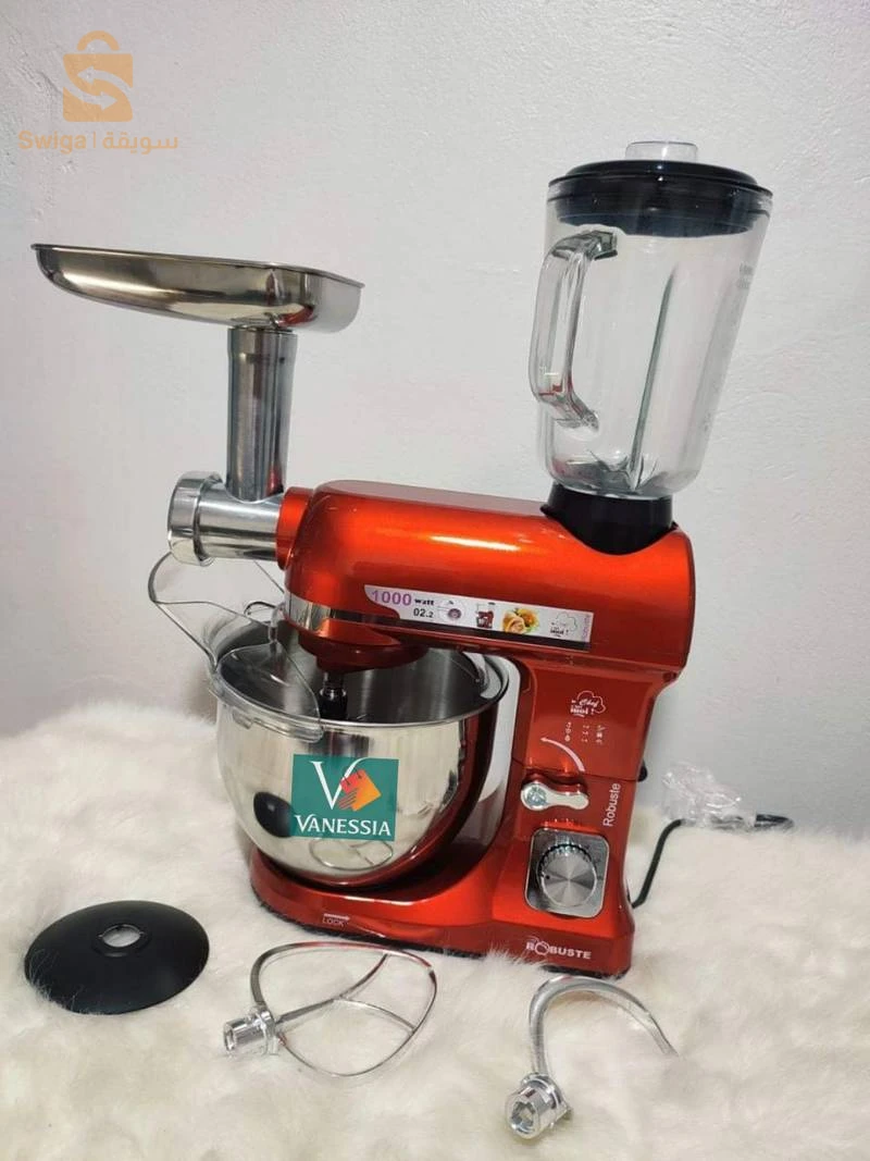 Pétrin 3en1 marque robuste 5L
✅ Couleur rouge et noir et gris
✅Garantie 12 mois
✅Voltage : 220-240V / 50-60Hz
✅Puissance effective : 1000W
✅Accessoire à viande en métal, plateau alimentaire
✅Accessoire pour remplissage de saucisses
✅Accessoires à biscuits
✅Blender en verre
✅Moulin à café
✅Vitesse : 06 + fonction PLUSE
✅Fouet métallique,
✅crochet, batteur
✅Bol en inox 5L pour 2.2Kg