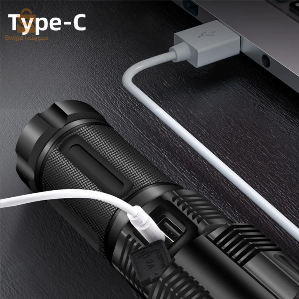 Lampe Torche à LED Haute Puissance 30W avec Batterie Lithium 18650 – مصباح يدوي عالي الطاقة مع بطارية ليثيوم