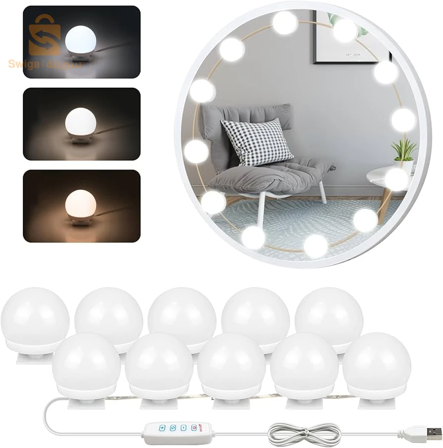 10 مصابيح   تركب على مرآة