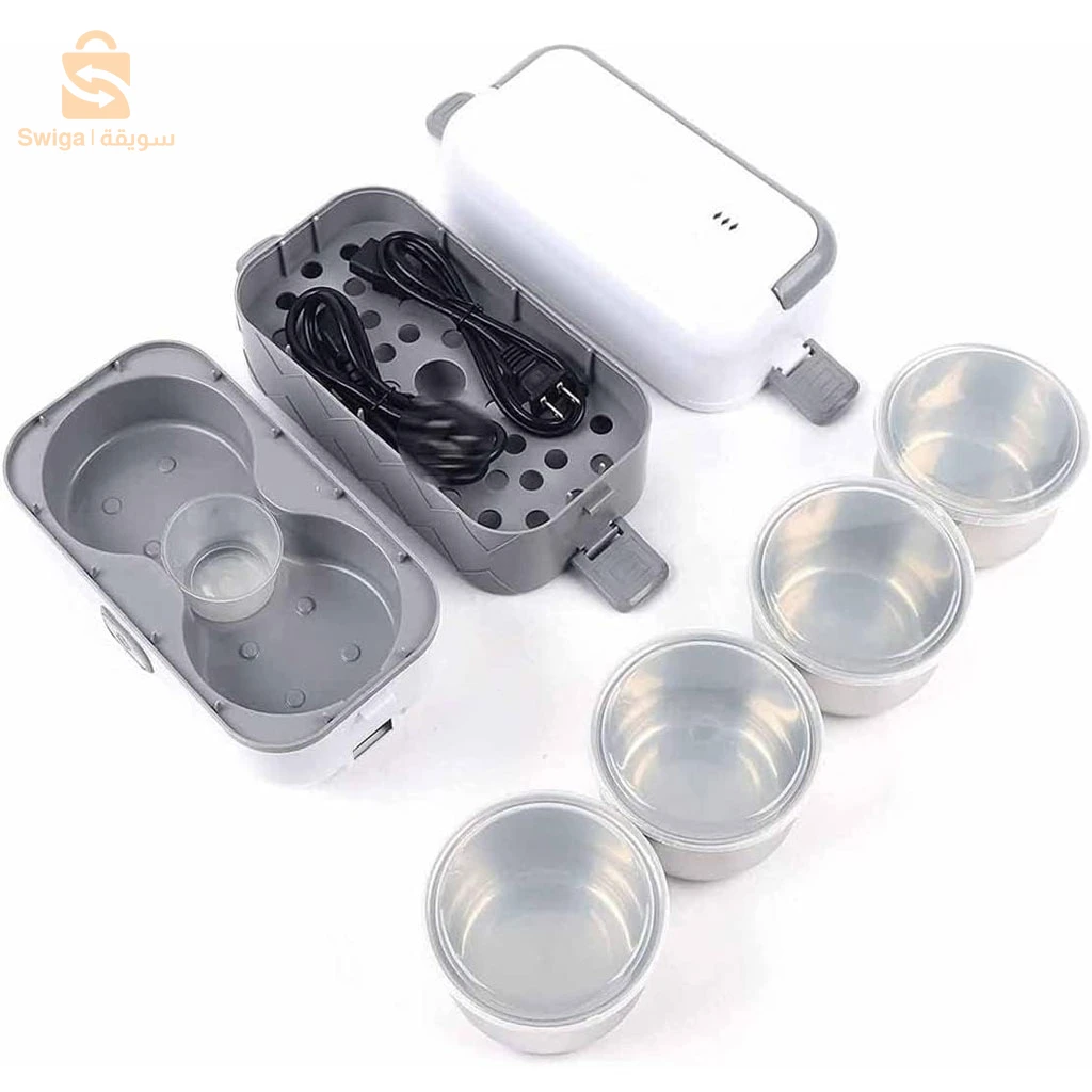 Boîte à Lunch Électrique Portable avec 2 Récipients Amovibles en Acier Inoxydable – علبة تسخين طعام