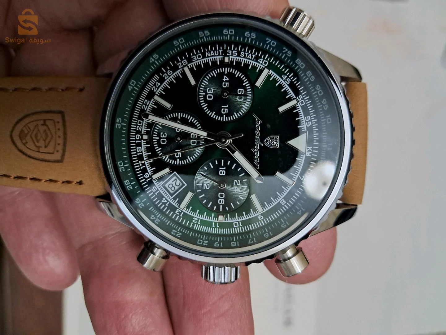 montre poedagar avec dateur et chronographe
