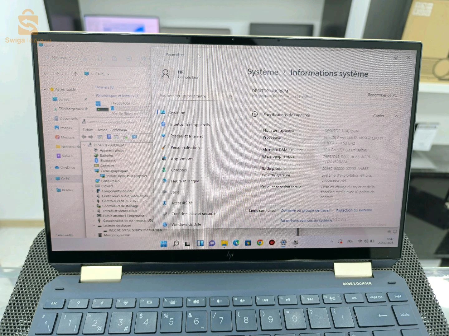 hp spectre tactile rotation 360 i7 10eme génération 1tb ssd