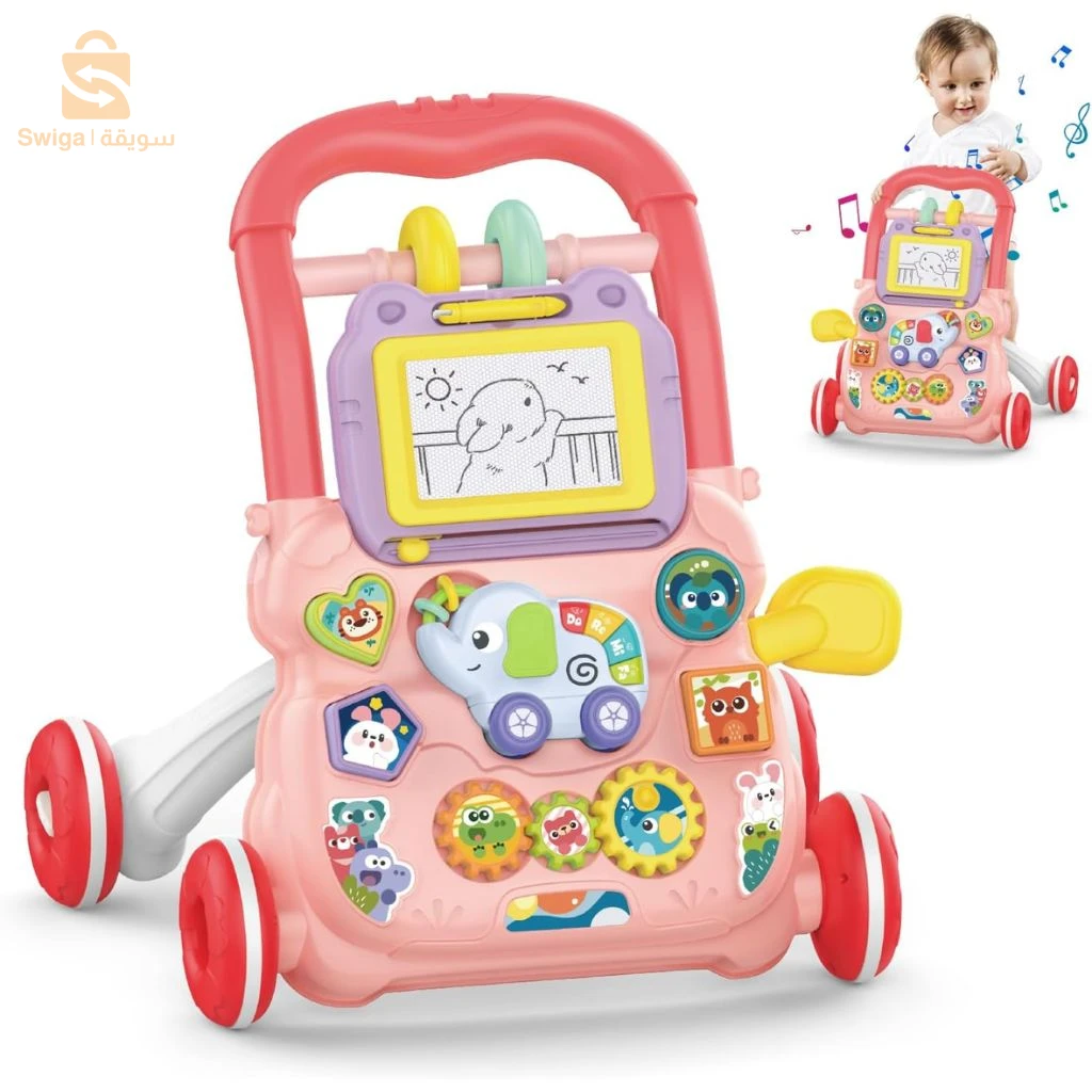Trotteur Éducatif 2 en 1 avec Tableau de Dessin et Panneau Musical pour Bébé – مشاية تعليمية 2 في 1 مع لوحة رسم ولوحة موسيقية للأطفال