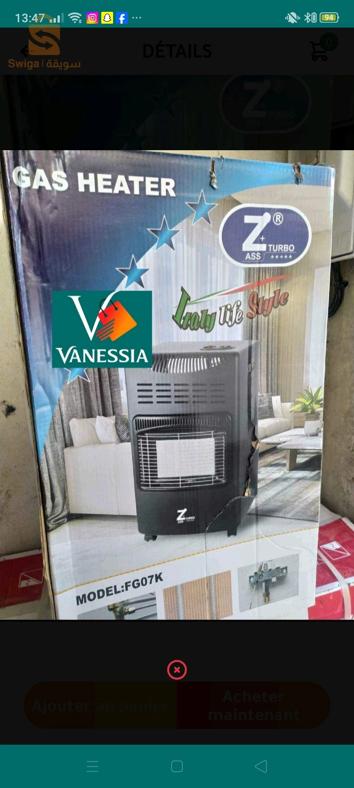 Chauffage a gaz butane Marque zass turbo