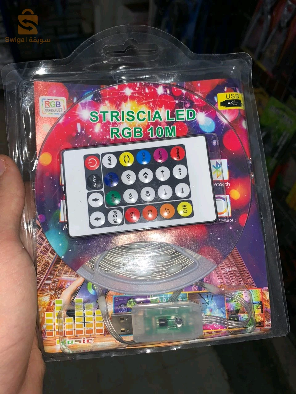 سلسلة إضاءة خارجية 100 LED متعددة الألوان 10 متر RGB مزامنة الموسيقى