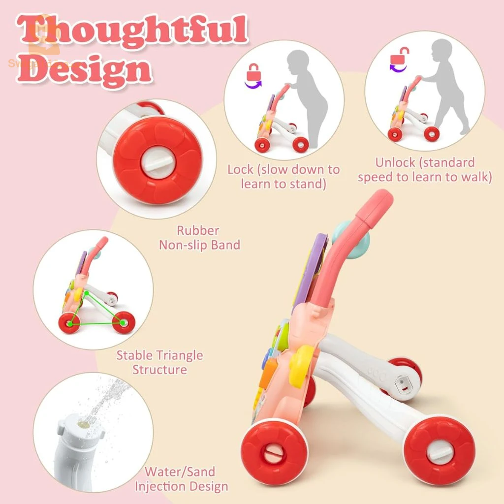 Trotteur Éducatif 2 en 1 avec Tableau de Dessin et Panneau Musical pour Bébé – مشاية تعليمية 2 في 1 مع لوحة رسم ولوحة موسيقية للأطفال