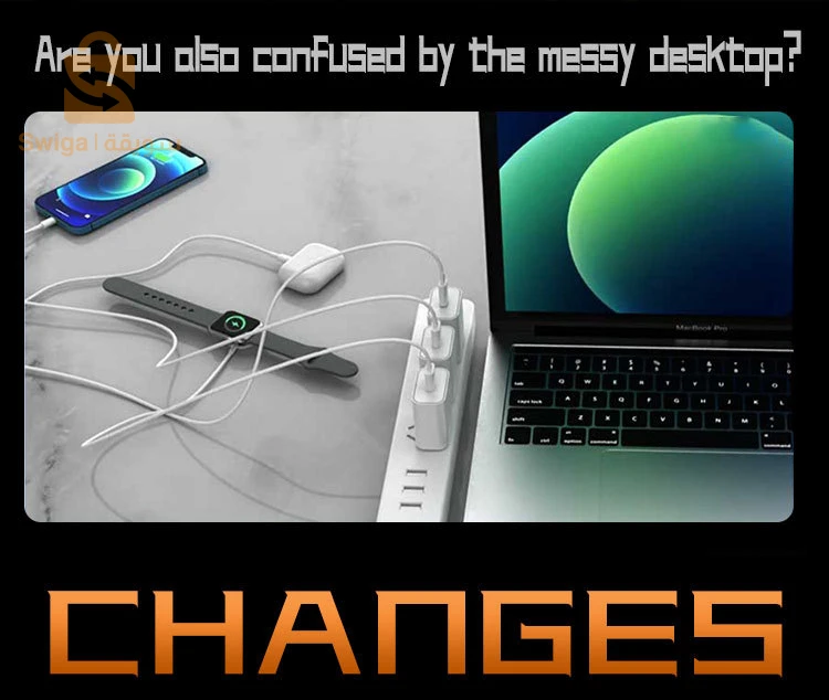 Chargeur sans fil 5 en 1 et station de charge ultra rapide avec Réveil integré