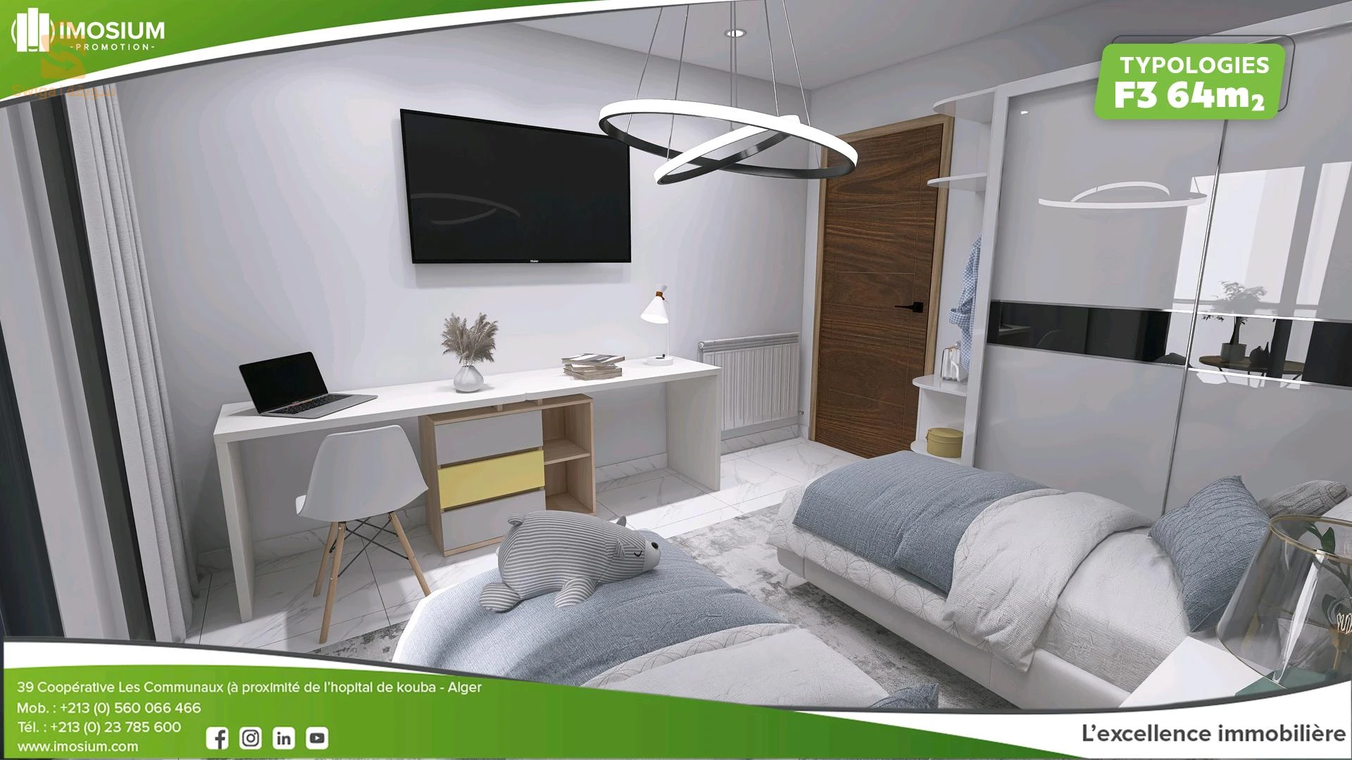 APPARTEMENT F3 64 m² à vendre dans la résidence azalée