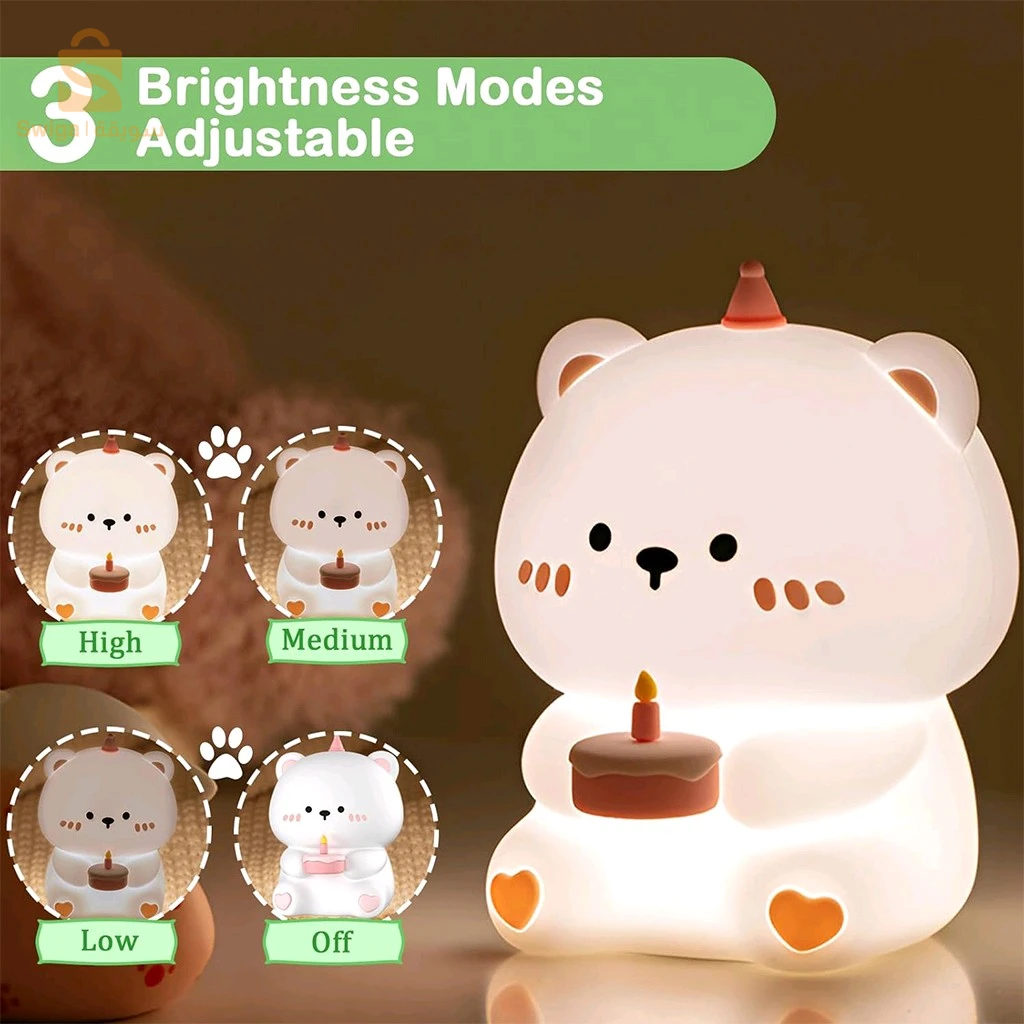 Veilleuse en Silicone Forme d’ours pour Chambre d’enfant Rechargeable
ضوء ليلي السيليكون لغرفة الأطفال القابلة لإعادة الشحن