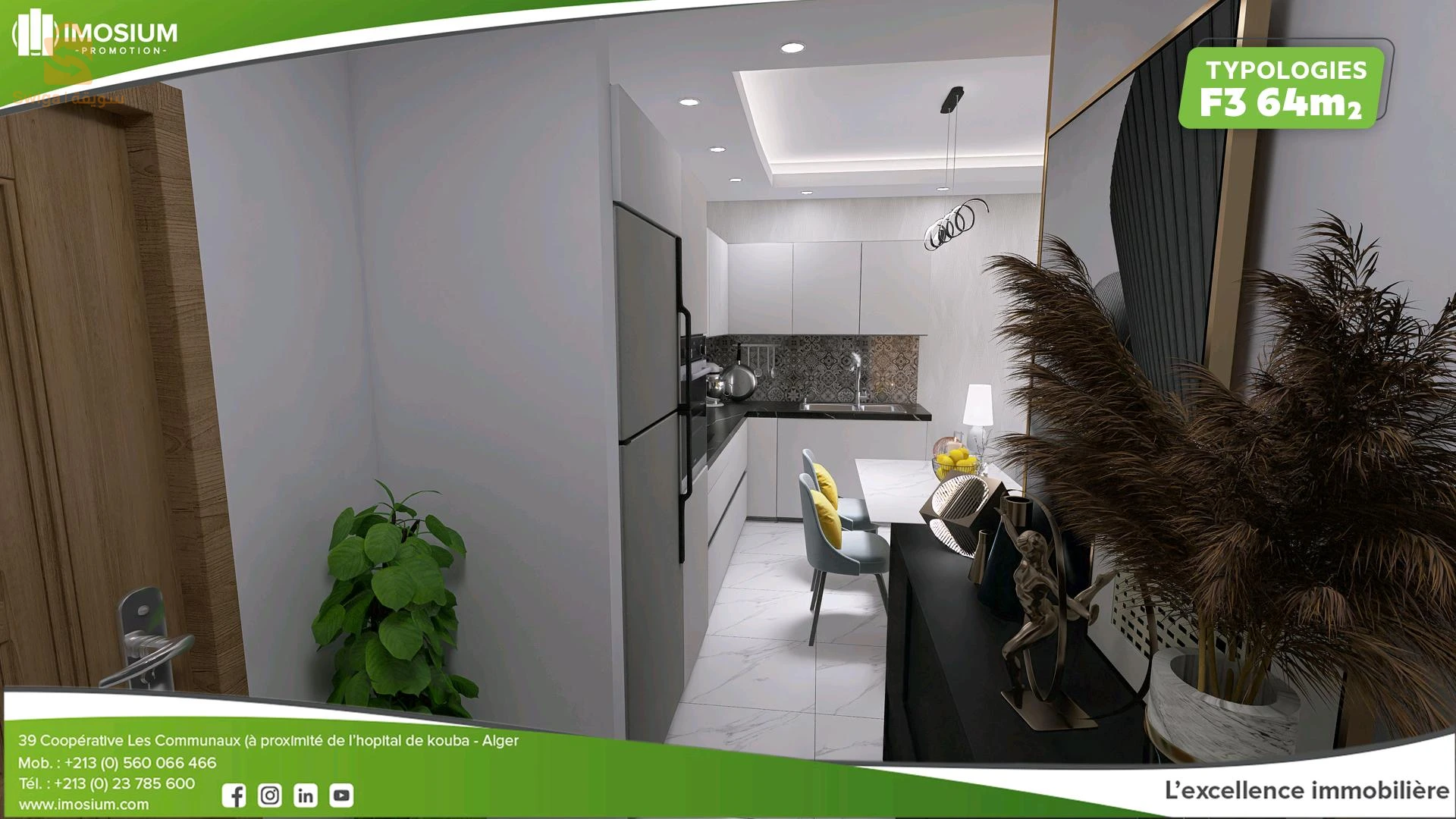 APPARTEMENT F3 64 m² à vendre dans la résidence azalée