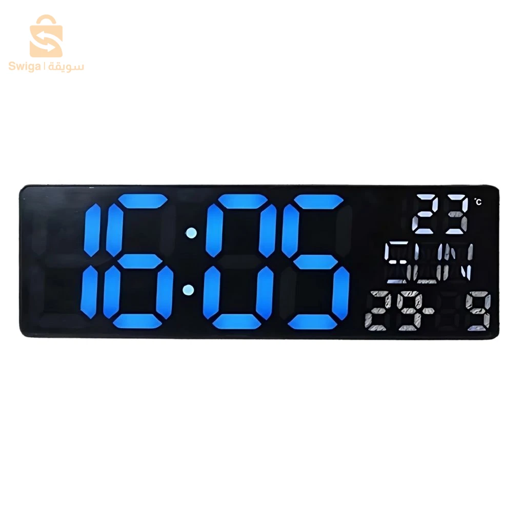 Horloge Numérique Murale et Table LED à Éclairage Bleu Inférieur – ساعة رقمية للحائط و المكتب بإضاءة سفلية زرقاء
