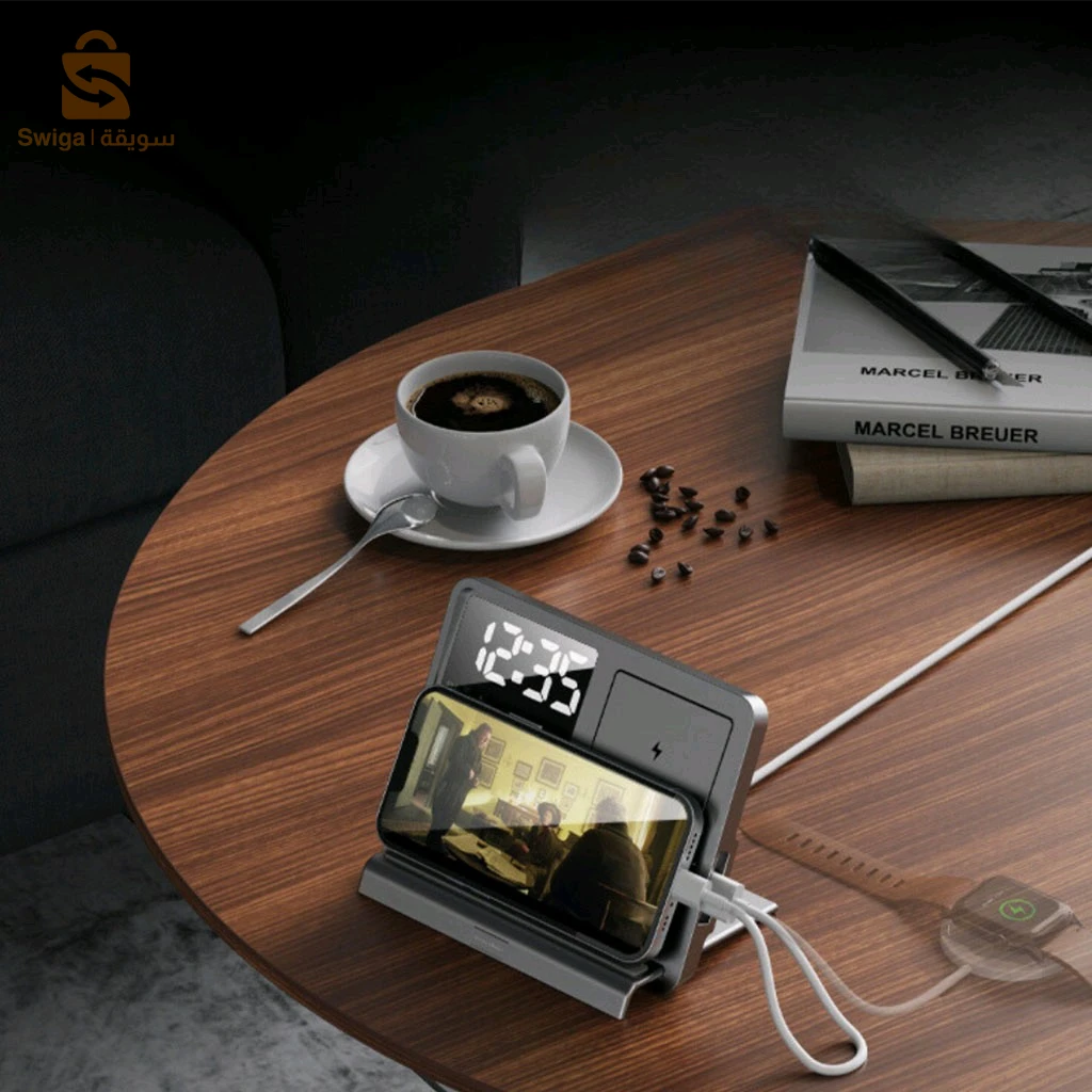 Chargeur sans fil 5 en 1 et station de charge ultra rapide avec Réveil integré