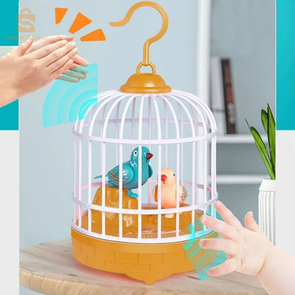 Jouet Électrique de Simulation de Cage à Oiseaux avec Contrôle Sonore – لعبة قفص الطيور المكررة للكلام