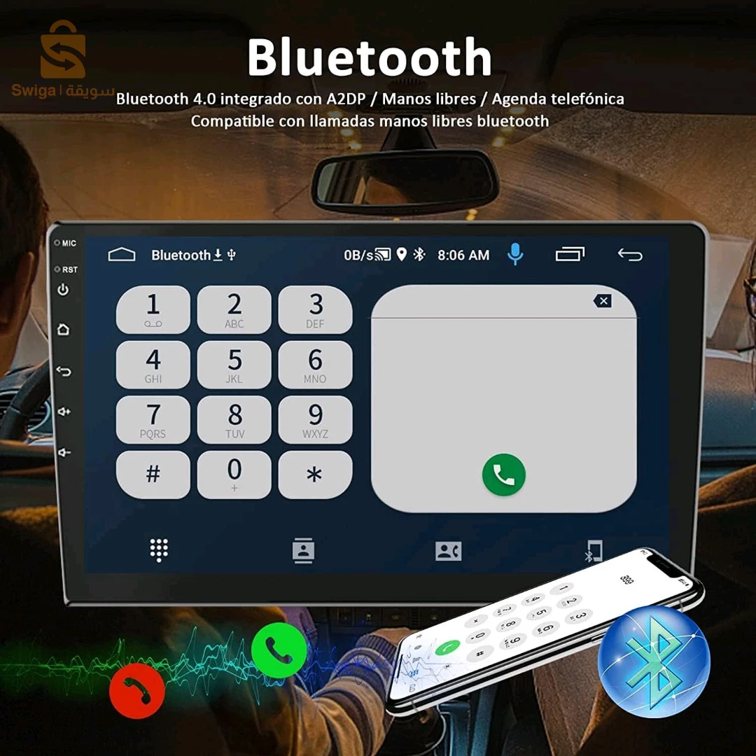 Autoradio Android tactile de voiture 9 “HD 4 + 64 Go Lecteur multimédia Carplay PerVoi-CTC-9802N