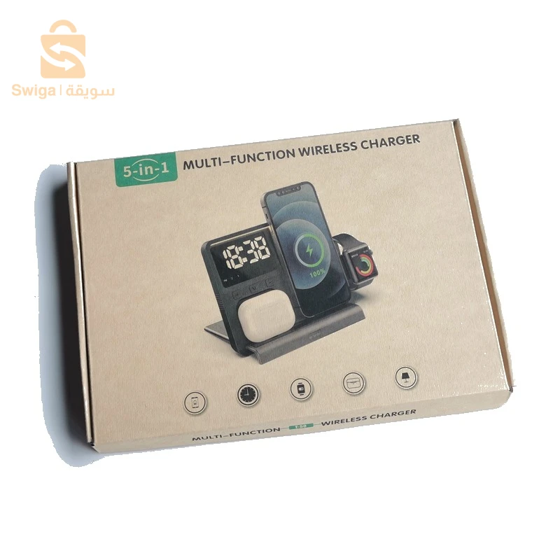 Chargeur sans fil 5 en 1 et station de charge ultra rapide avec Réveil integré