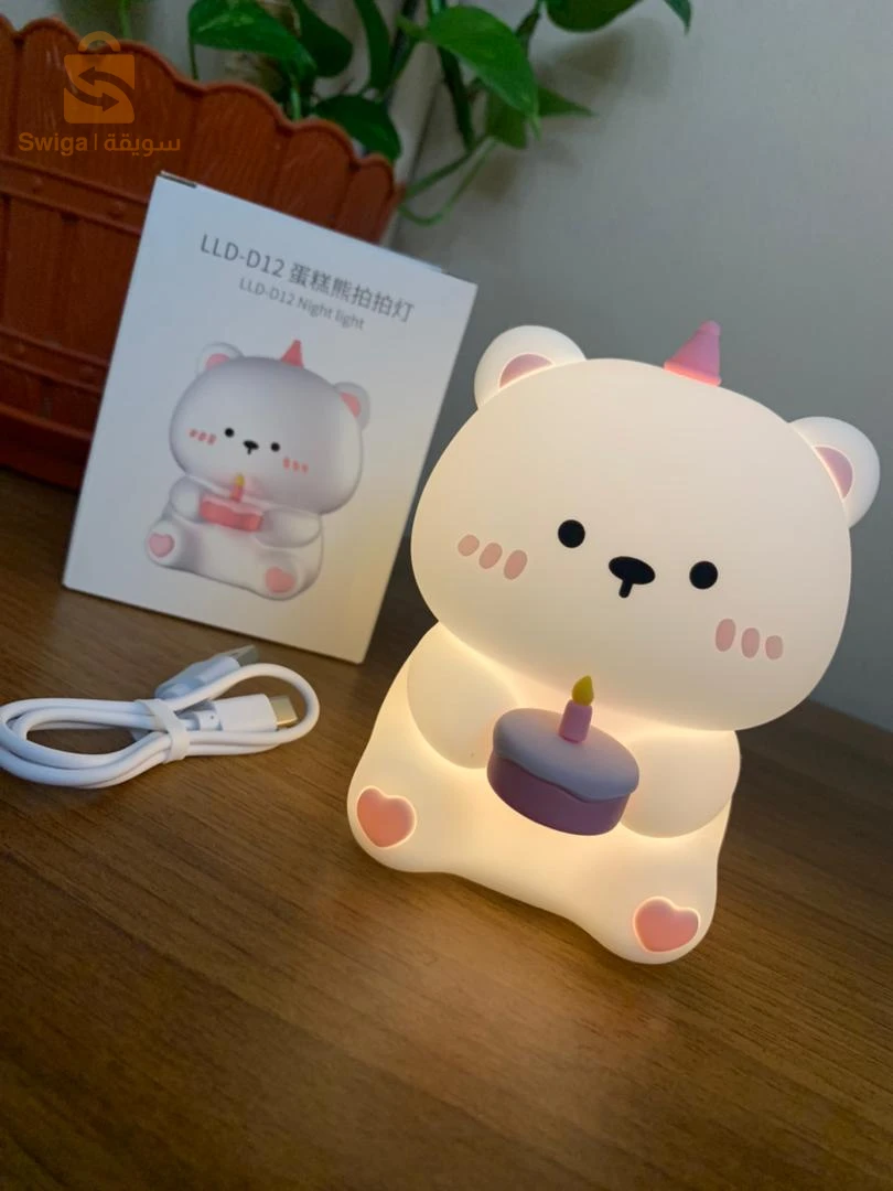 Veilleuse en Silicone Forme d’ours pour Chambre d’enfant Rechargeable
ضوء ليلي السيليكون لغرفة الأطفال القابلة لإعادة الشحن