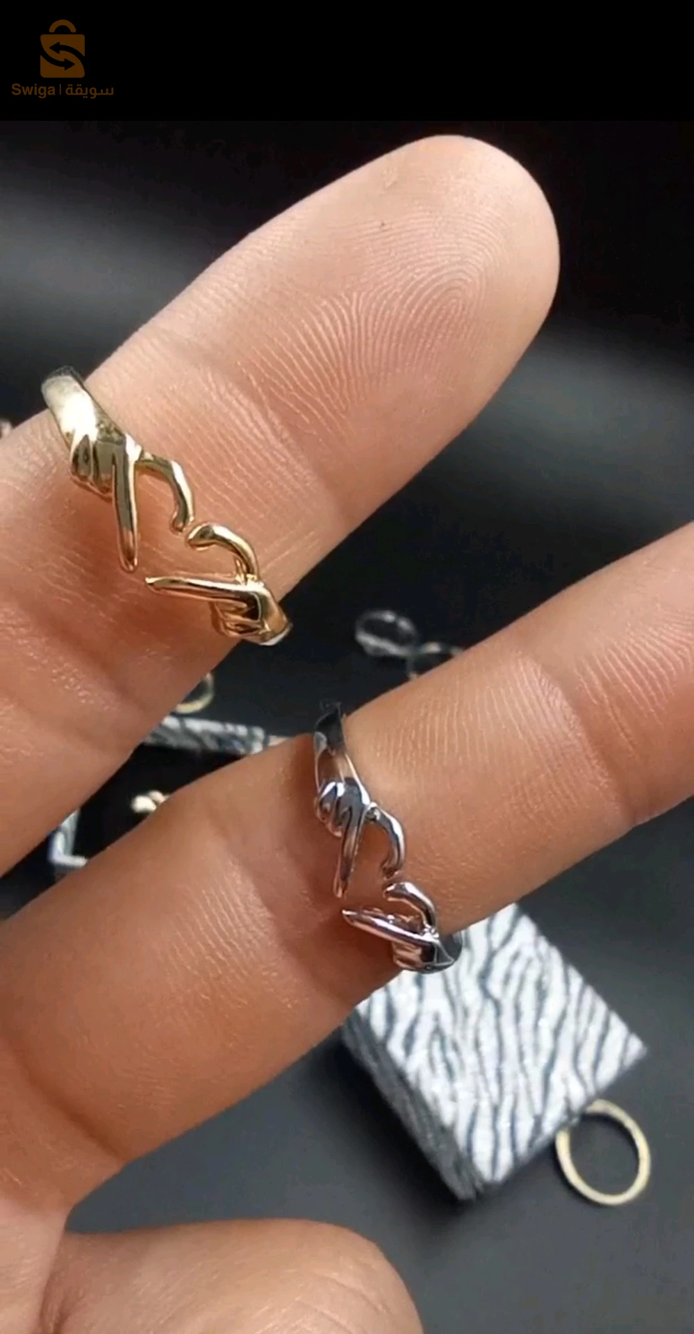 خاتم القلب المصنوع من الفضة الحرة