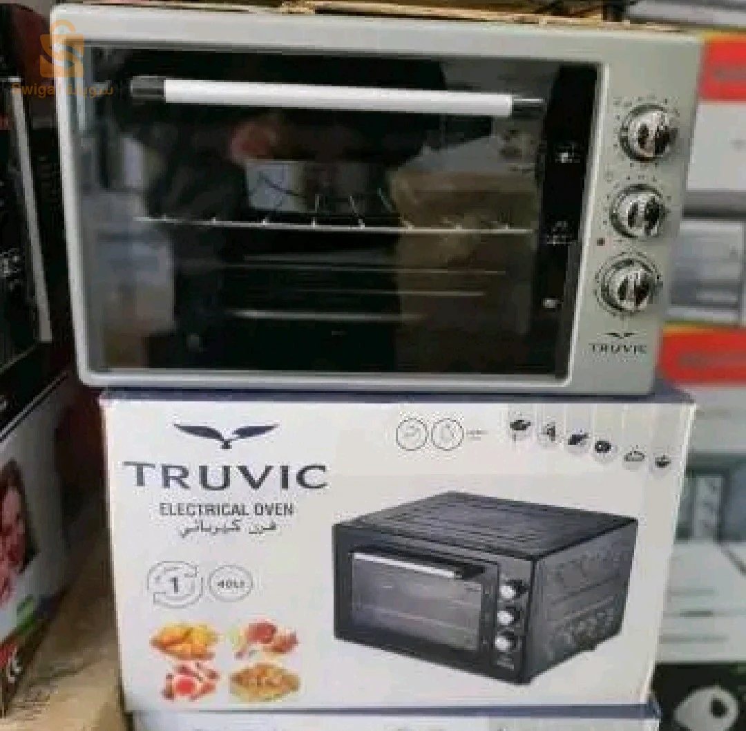 freur electrique truvic 45L 

الموصفات ⬇️ ⬇️ 

45l  
Four éléctrique TRUVIC 45L 1500w turque 
فرن كهربائي أصلي بحجم 45 لتر قوة بدرجة حرارة عالية و مزود بشواية  
Torche disponible✔️ 
2 plateau ( rond et carré ) et grill✔️ 
Garantie : 12 mois✔️ 
☑️يطيب منفوق ومنتحت و   
☑️درجة الحرارة 350° 
☑️فيه توقيت وآلارم تع الوقت
