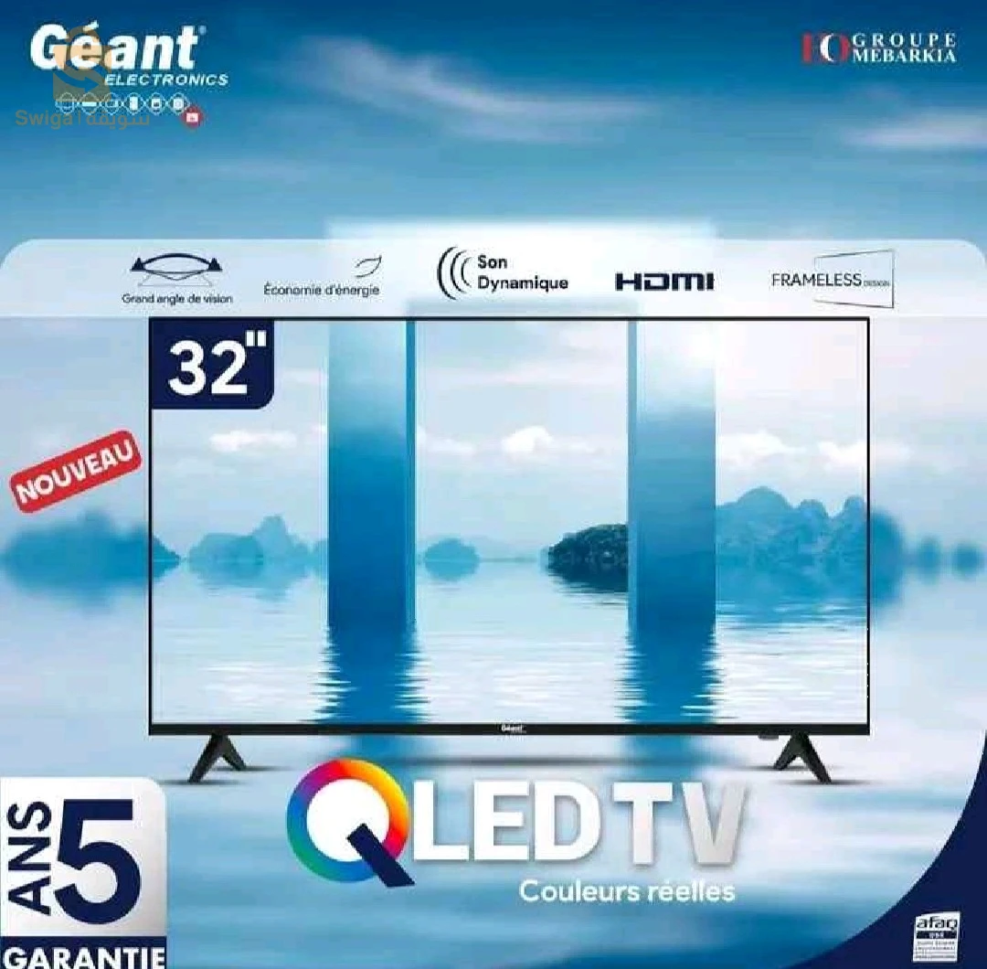 Promo TV Géant 32 simple QLEDRéférence (GN-Q32jHD-N)QLED✅HD✅HDMI✅ FRAMLESS✅USB✅✅La livraison disponible :