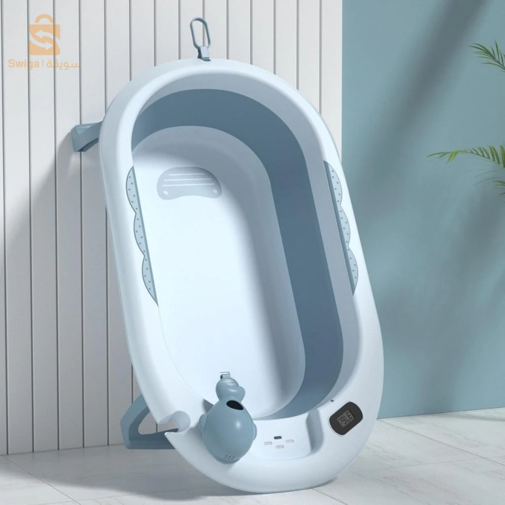 Baignoire Pliable pour Bébé avec Thermomètre – حوض استحمام للأطفال قابل للطي مع مقياس حرارة