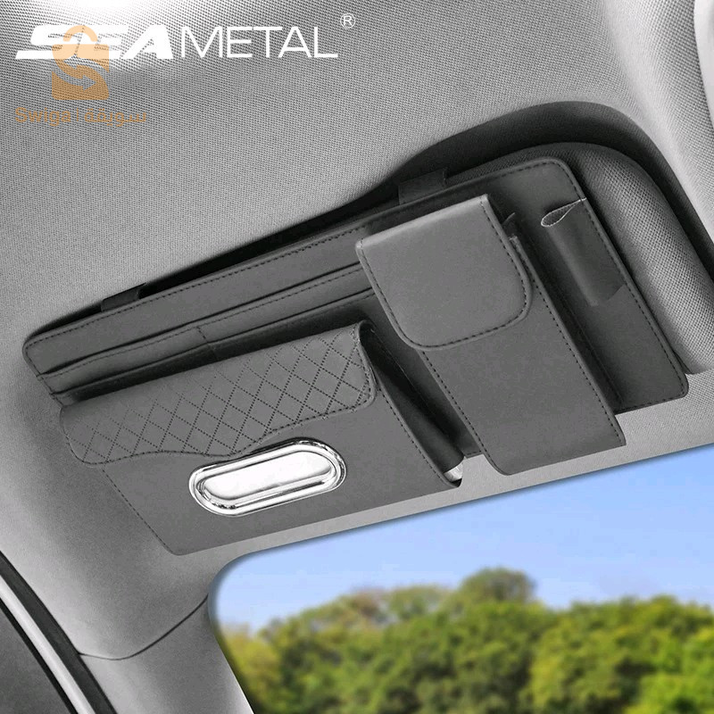 Sac de rangement universel pour pare-soleil de voiture avec étui à lunettes, porte