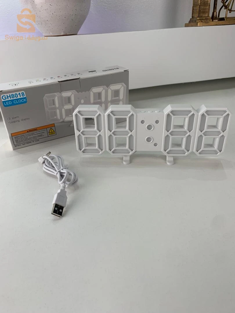 ساعة رقمية ثلاثية الأبعاد LED GH8018: لمسة عصرية وأنيقة في بيتك أو مكتبك!